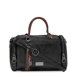 VISMIINTREND Black PU Structured Handheld Box Satchel Bag-14