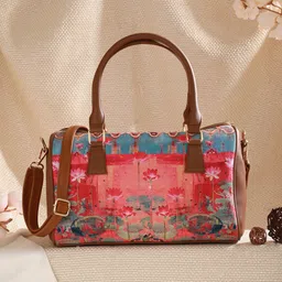 Jazz and Sizzle Lotus Motifs Printed Duffel Bag-picture-46