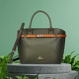 Lavie Fallon Olive Green Solid Structured Handheld Bag-47