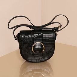 Accessorize Women Faux Croc Ring Detail Saddle Bag-picture-33