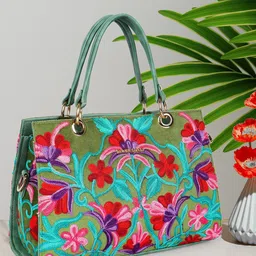 WOMEN MARKS Floral Embellished PU Shopper Shoulder Bag-5