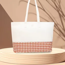 Caprese Geometric Printed Zip Detail PU Oversized Structured Shoulder Bag-16