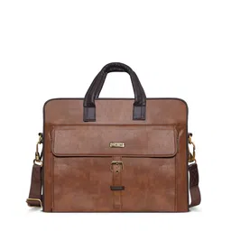 LOREM Unisex Tan Textured Laptop Bag-22