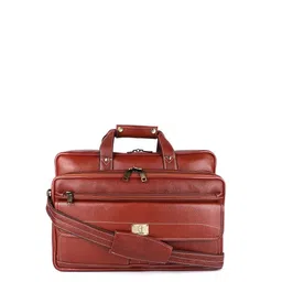 HiLEDER Women Tan Textured Leather 15 inch Laptop Bag-picture-1