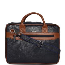 Stamp Unisex Textured Leather Laptop Bag - Up to 17 inch-50