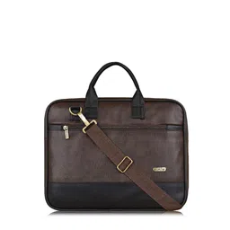 LOREM Unisex Brown & Black Textured Laptop Bag-image-44