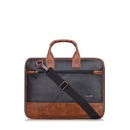 LOREM Unisex Navy Blue & Brown Colourblocked Laptop Bag-9