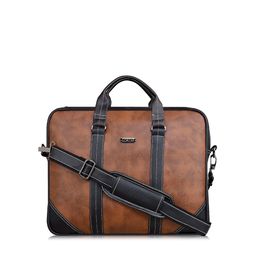 LOREM Unisex Brown & Black Colourblocked Laptop Bag-8