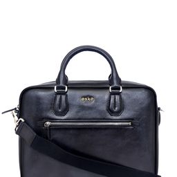 Eske Men Navy Blue Leather Laptop Bag-18