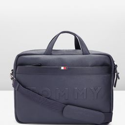 Tommy Hilfiger Men Navy Blue Leather Laptop Bag-10