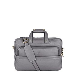 WildHorn Men Grey Leather Laptop Bag-50