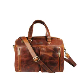 CALFNERO Men Maroon & Gold-Toned Messenger Bag-12
