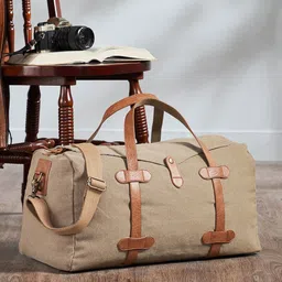 Mona B Unisex Brown Cotton Canvas Duffel Gym Travel and Sports Bag with Stylish Design-43