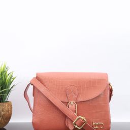 Bagsy Malone PU Textured Sling Bag With Buckle Detail-14