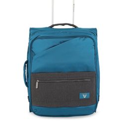 RONCATO Teal Blue & Black Colourblocked Soft-Sided Cabin Trolley Bag-35