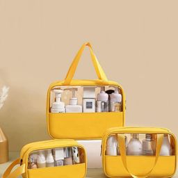 HOUSE OF QUIRK 3 Pcs Yellow Waterproof Makeup Organisers-image-10