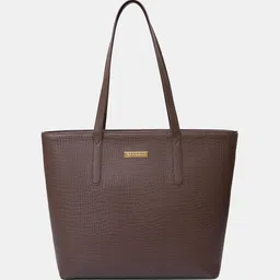 Mast & Harbour Brown Textured PU Shopper Tote Bag-50