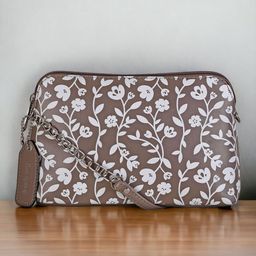 DressBerry Beige & White Floral Printed Structured Small Sling Bag-picture-18