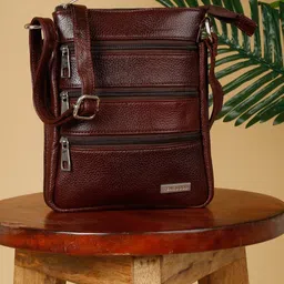 Teakwood Leathers Unisex Textured Leather Structured Sling Bag-8