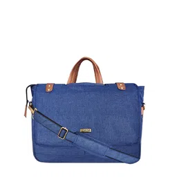 LOREM Blue & Brown Textured Laptop Bag-image-90