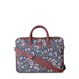 ZOUK Unisex Blue & Brown Kalamkari Printed Vegan Leather Laptop Bag-99