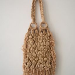 DECORDILL Hand-Knotted Beige Fringe Tote Bag-image-6