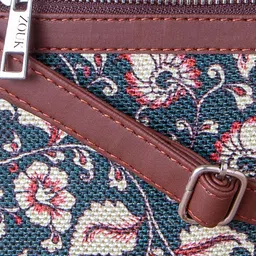 ZOUK Blue Kalamkari Printed Structured Sling Bag image 5