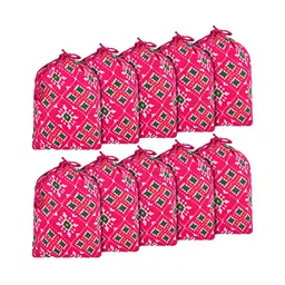 Kuber Industries Pink 3 Pieces Jute Printed Blouse Covers-11