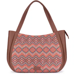 ZOUK Ethnic Motifs Printed Structured Jute Shoulder Bag Up To 16 Inch image 2