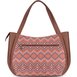 ZOUK Ethnic Motifs Printed Structured Jute Shoulder Bag Up To 16 Inch image 4