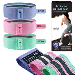 MUSCLEXP Set Of 3 Hip Loop Fabric Resistance Band-10
