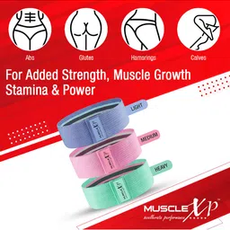 MUSCLEXP Set Of 3 Hip Loop Fabric Resistance Band image 3