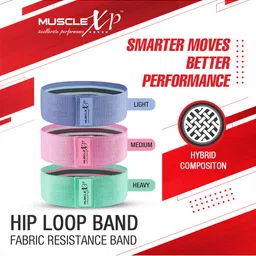 MUSCLEXP Set Of 3 Hip Loop Fabric Resistance Band image 5