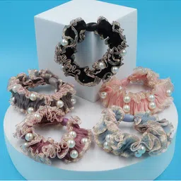DN Creation Women Set of 12 Assorted Embellished Scrunchies-95