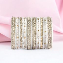 leshya Set Of 30 Brass-Plated Stone-Studded & Beaded Bangle-50