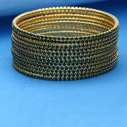 Shining Diva Set Of 12 Gold Plated Crystal Studded Bangles-55