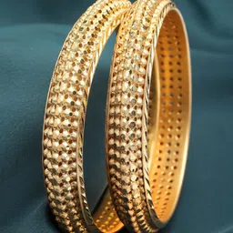 ZENEME Set Of 2 Gold-Plated Textured Bangles image 2