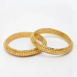 ZENEME Set Of 2 Gold-Plated Textured Bangles image 3
