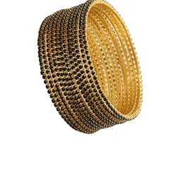 Shining Diva Set Of 12 Gold Plated Crystal Studded Bangles image 4