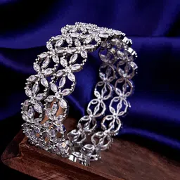 The Pari Set Of 2 Silver-Plated AD-Studded Bangles-11