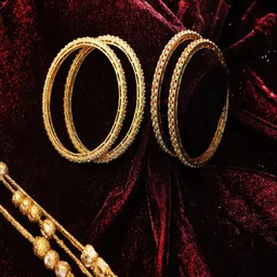 Adwitiya Collection Set Of 4 24 CT Gold-Plated Stone-Studded Bangles-13