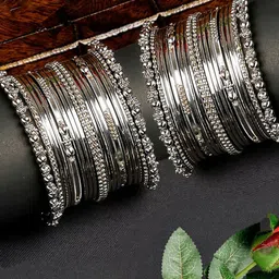 Anouk Set Of 38 Oxidized Silver Plated Bangles image 1