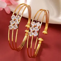 NVR Set Of 2 Gold Plated CZ Studded Bangles-19