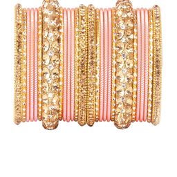 leshya Set of 26 Brass Plated Stone Studded Bangles-image-28