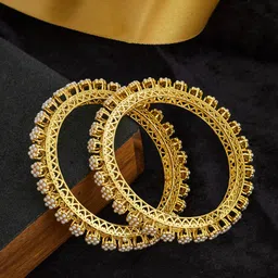 ATIBELLE Set of 2 Gold Plated Stone Studded Bangles-16
