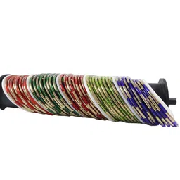 NMII Set Of 46 Polished Glossy Cutting Shaped Glass Bangles-67