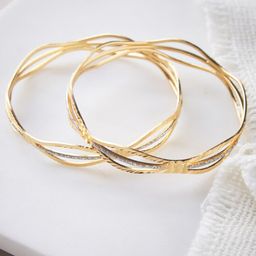 ATIBELLE Set Of 2 Gold Plated Artificial Stones Bangles-54