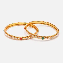 Aazeen Set Of 12 Gold-Plated & Artificial-Studded Bangles image 3