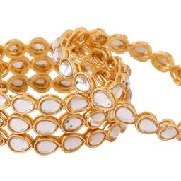 NVR Set Of 4 Gold-Plated Kundan Studded Bangles image 5