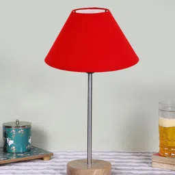 Devansh Red Textured Wooden Contemporary Frusturical Shaped Table Lamp-12